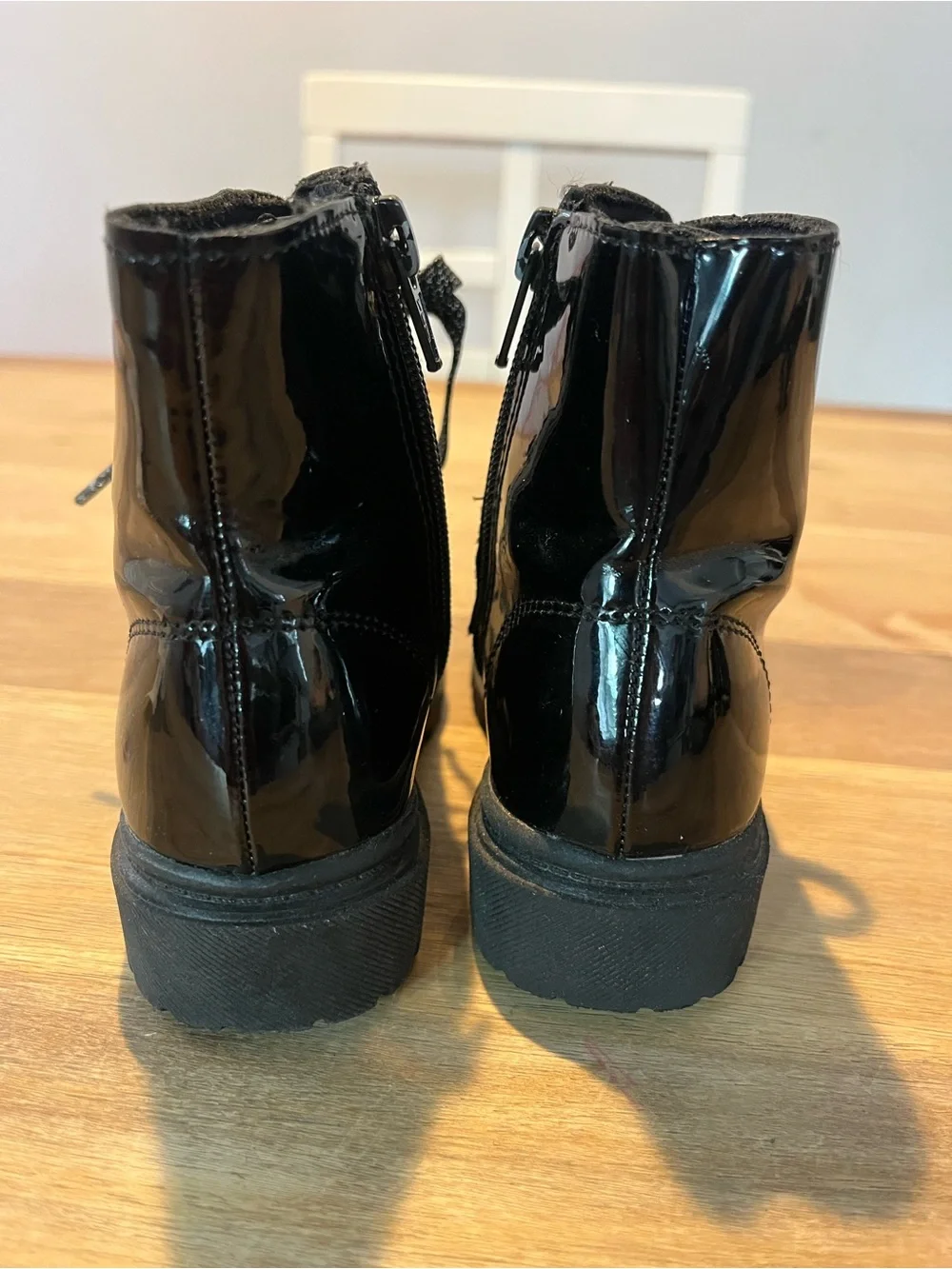jumping beans Shiny Black Patent Lace-Up Combat Boots